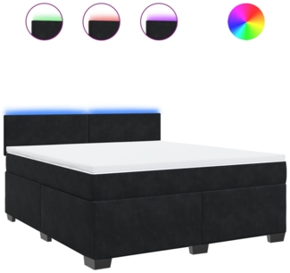 vidaXL Boxspringbett mit Matratze Schwarz 180x200 cm Samt 3288674