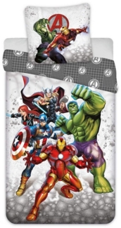 Jerry Fabrics Bettwäsche Marvel Avengers - Wende-Bettwäsche-Set, 135x200 & 80x80, Baumwolle, 100% Baumwolle