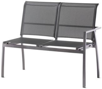 Sieger Malaga 2-Sitzer Sofa mit Polyesterbeschichtung, Aluminium Silbergrau, 65,5 x 92 x 113