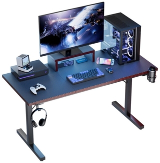 HOMALL Gamingtisch 140/160/180CM Kohlefaser Spieltisch, Computer Tisch (Ergonomischer Spieltisch mit Computerständer, Becherhalter und Kopfhörerhalter)