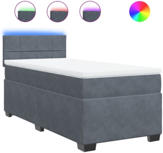 vidaXL Boxspringbett mit Matratze Dunkelgrau 90x190 cm Samt 3288499