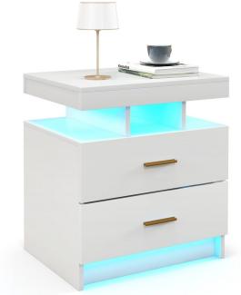 COSTWAY Nachttisch (1-St), mit LED-Beleuchtung, Sofatisch mit 2 Schubladen, 50x40x58 cm