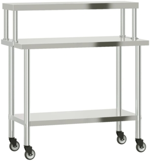 vidaXL Küchen-Arbeitstisch mit Aufsatzboard 110x55x120 cm Edelstahl 3208898