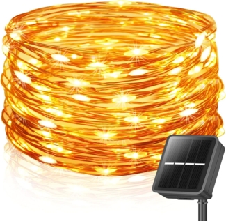 Tukrool LED-Lichterkette Solar-Lichterkette für den Außenbereich, 26 Meter, 240 LEDs, Wasserdicht, 8 Beleuchtungsmodi,Warmweißes Licht