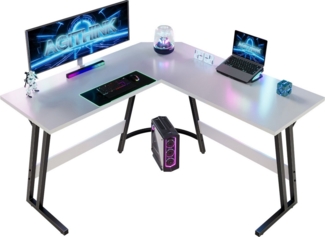 GUNJI Eckschreibtisch L-förm Computertisch Schreibtisch Gamer Tish 120/130/160 (Schreibtisch,130CM Computertisch L Form, PC Tisch,mit Monitorständer)