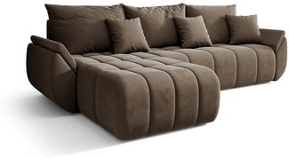 Ecksofa Schlafsofa LOUISE Stoff Monolith Braun Ottomane Links