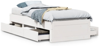 vidaXL Massivholzbett ohne Matratze mit Schubladen Weiß 75x190 cm 3308829