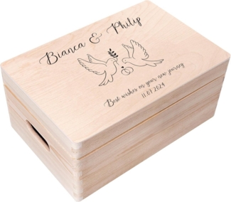 Creative Deco Holzkiste Geschenk zur Hochzeit, Erinnerungsbox Natur 30 x 20 x 14 cm