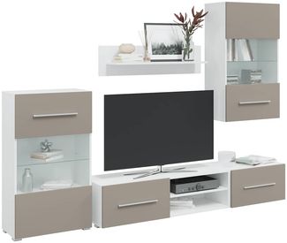 vidaXL 5-tlg. Wohnwand mit LED-Beleuchtung Steingrau Holzwerkstoff 3324233