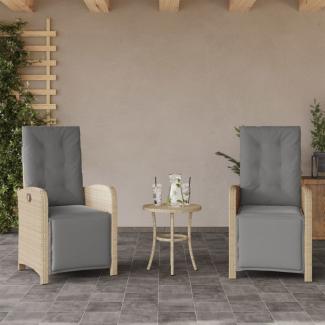vidaXL Gartensessel mit Fußteil 2 Stk. Verstellbar Poly Rattan 365197