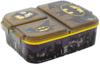 Brotdose für Kinder mit 3 Fächer Batman Lunchbox Schwarz-Gelb Frühstücksbox