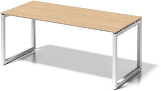 Cito Schreibtisch, 740 mm höhenfixes O-Gestell, H 19 x B 2000 x T 800 mm, Dekor ahorn, Gestell verkehrsweiß