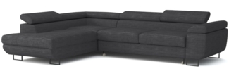 Deine Möbel 24 Wohnlandschaft ASTON Cord-Stoff Samt 277 cm breit Ecksofa Sofa Wohnzimmer L-Couch, Grau Beige Dunkelgrau Anthrazit Graphit Schwarz Hellgrau verstellbare Kopfstütze 2 Teile, mit Schlaffunktion Bettfurnktion Bettkasten Stauraum