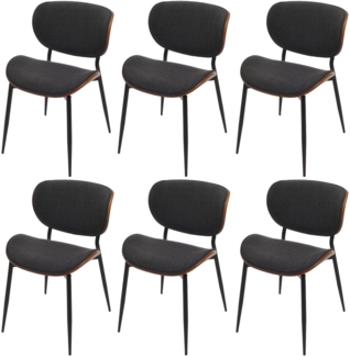 6er-Set Esszimmerstuhl HWC-O45, Bugholz Stoff (370g/m²) Öko-Tex FSC®-zertifiziert ~ Walnuss-Optik, dunkelgrau