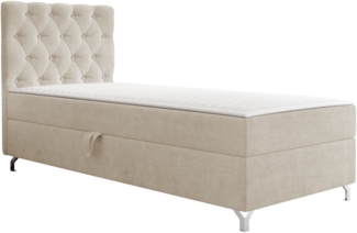 mirjan24 Boxspringbett mit H3-Matratze Cylio I (Manila Seite: Links), beige, 90x200 cm