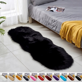 Jibenhome Teppich Hochflor-Teppich Kunstfell,Weich Fellteppich,Shaggy Teppiche,Waschbar, 60 X 180cm für Stühle,Sofas,Kissen,Wohnzimmer,Wohndeko