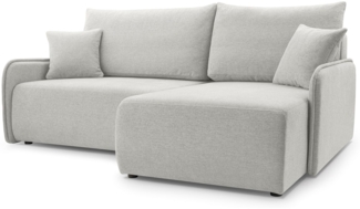 Selsey 'Netarro' Ecksofa mit Schlaffunktion, Bettkasten und Chenille-Bezug, graubeige, rechts