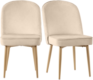 Merax Esszimmerstuhl (Set, 2 St), 2er Set Polsterstühle Wohnzimmer, moderne beige Samt-Esszimmerstühle, Küchenstühle Eisengestell, Beige