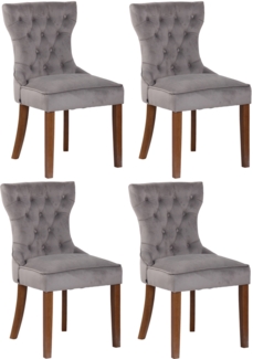 CLP 4er Set Esszimmerstühle Franca Samt gepolstert,grau antik-hell