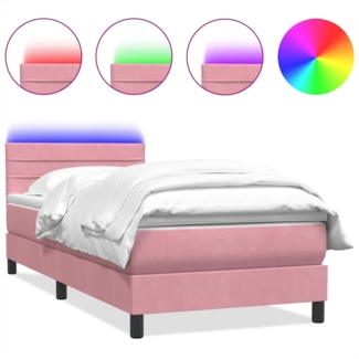 vidaXL Boxspringbett mit Matratze Rosa 80x220 cm Samt 3317006
