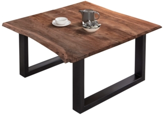 Couchtisch Baumkante massiv Akazie Nussbaum 80x80 schwarz BILLY 526535