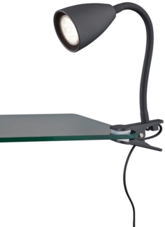 TRIO Leuchten Klemmleuchte WANDA Leselampe mit Klemmhalterung exkl. 1xGU10 max 10W Schnurschalter, Ein-/Ausschalter, Leuchtmittel wechselbar, warmweiß - kaltweiß, flexibel verstellbar, ideal für Büro Regal Schreibtisch Arbeitsplatz