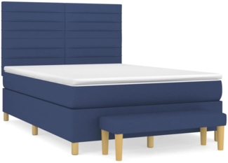 vidaXL Boxspringbett mit Matratze Blau 140x190 cm Stoff 3137235