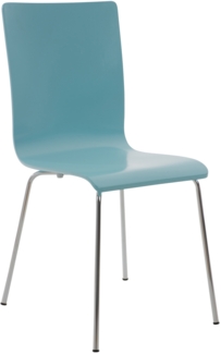 DELUKE® Besucherstuhl PEPE - 87x43x47cm, Hellblau Holz Metall in Chromoptik Gestell Konferenzstuhl Wartezimmerstuhl