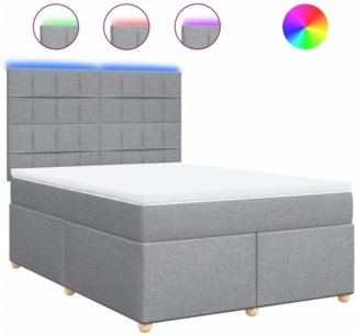 vidaXL Boxspringbett mit Matratze Hellgrau 140x190 cm Stoff 3293575