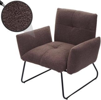 Lounge-Sessel HWC-K34, Cocktailsessel Sessel, Bouclé Stoff/Textil MVG-zertifiziert ~ braun