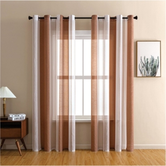 Sunicol Gardine 2er Set Voile Vorhang Zweifarbiger Transparente Vorhang mit Ösen, Ösenschal Fensterschal Lichtdurchlässig für Schlafzimmer Wohnzimmer
