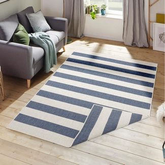 OTTO home Teppich Alan Wendeteppich, rechteckig, Höhe: 5 mm, beidseitig nutzbar, Streifen, Scandi, wetterfest, für In- und Outdoor