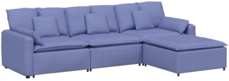 vidaXL Modulares Sofa mit Fußhocker und Kissen Jeansblau 3321067