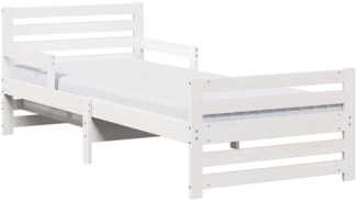 vidaXL Bettrahmen mit Matratze Weiß 80 x 200 cm Massives Kiefernholz 3385956