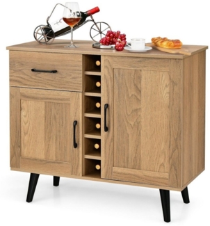 COSTWAY Sideboard, mit Weinregal für 6 Flaschen&Schubladen, Küchenschrank