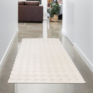 Carpetia Hochflor-Teppich Teppich Wohnzimmerteppich flauschig 3D-Effekt mit Bubbleform in weiß, rechteckig