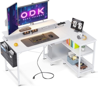 ODK Schreibtisch L Form, Eckschreibtisch mit USB-Ladeanschluss (1-St), für Büro