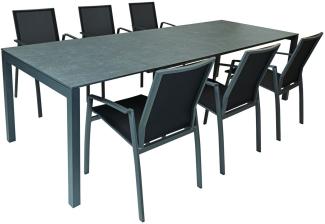 SIT Mobilia 7-tlg Sitzgruppe Etna/Argentina Alu anthrazit/HPL/schwarz 160/220x95 cm