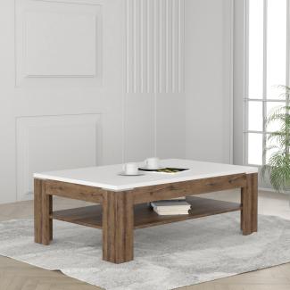 FORTE Marey Couchtisch, Holzwerkstoff, Braun/Weiß, 120 x 43 x 75 cm