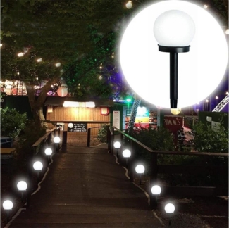 WILGOON LED Solarleuchte LED Kugelerdspiess, Solarlampe für Garten Außen LED Kugel mit Erdspieß, LED fest integriert, Tageslichtweiß, Gartenleuchte, Gartenstrahler