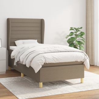 vidaXL Boxspringbett mit Matratze Taupe 90x190 cm Stoff 3128569