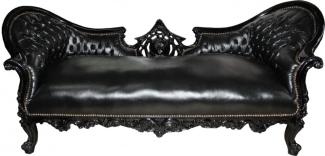 Casa Padrino Barock Sofa Vampire Schwarz/Schwarz - Limited Edition - Lounge Couch