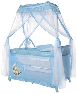 Lorelli Reisebett Magic Sleep 2 Ebenen Baldachin Mobile Wickelauflage faltbar hellblau
