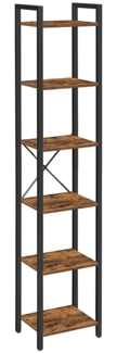 Vasagle Bücherregal mit 6 Ebenen, 40 x 30 x 187,5 cm, vintagebraun-schwarz