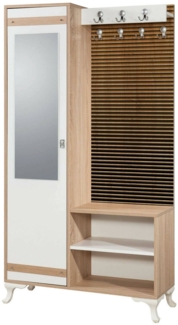Dmora Eingangsmöbel Sugilite, Moderner Eingang, Wandgarderobe, Multifunktions-Aufbewahrungskonsole, 100x36h190 cm, Eiche
