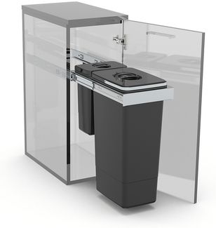 EKOTECH Abfallsammler 33 (1x26 + 1x7) Liter FREE JAZZ Inox für 30 cm Schrankbreite