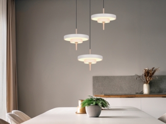 Moderne dimmbare LED Pendelleuchte KEATON 3-flammig, Hellgrau Ø 45cm