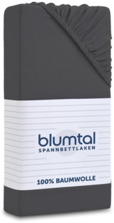 Blumtal® Baumwolle Spannbettlaken 150x200 cm Basics Jersey im 2er Set - Bettbezug 150x200 cm - Oeko-TEX zertifiziertes Spannbetttuch 150x200 cm - Matratzenbezug 150x200 cm - Leintuch - Anthrazit