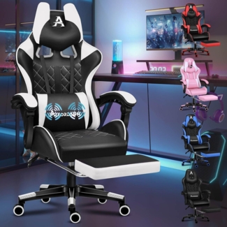 ALFORDSON Gaming-Stuhl mit Fußstütze Lendenkissen 150° Neigung 180 kg