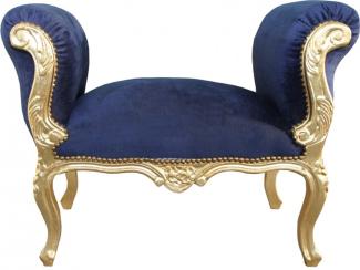 Casa Padrino Barock Schemel Hocker Royalblau / Gold - Sitzbank